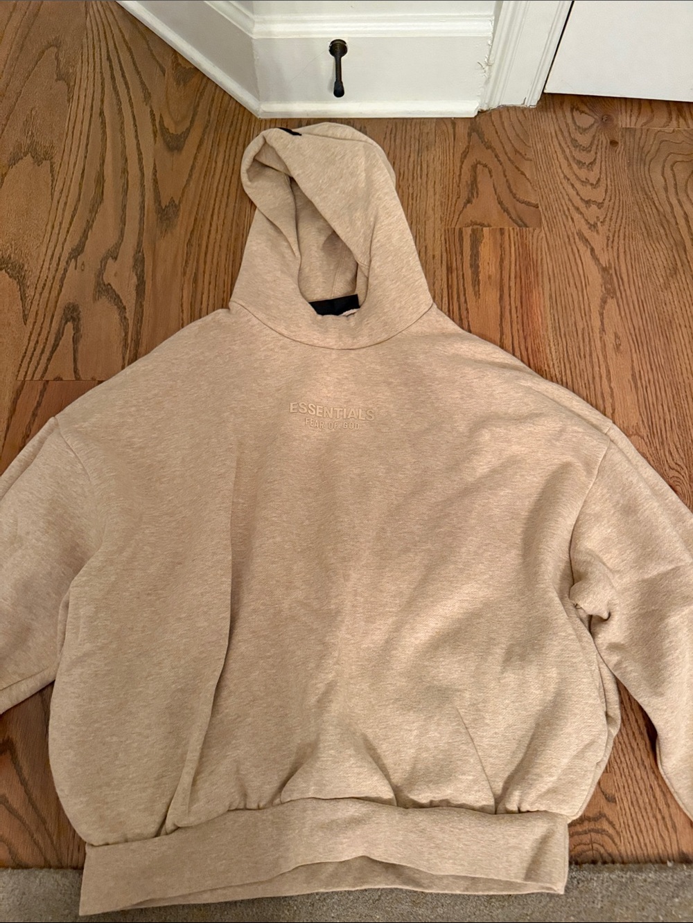 Essentials Womens Taupe Crewneck Hoodie in Light Beige